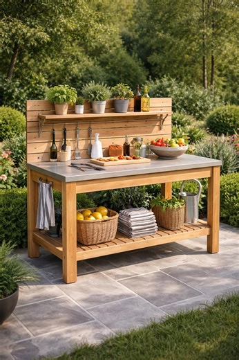 Outdoor Kitchen Prep Table Plans PDF | DIY Wooden Grill Table