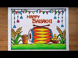 Baishakhi Poster Drawing Easy/ Happy Baisakhi Drawing/Baisakhi Festival Drawing For Beginners