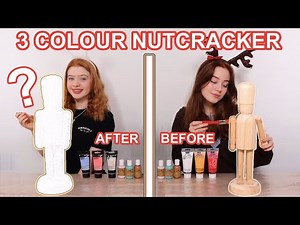 TWIN TELEPATHY 3 COLOR PAINT DIY NUTCRACKER *Christmas Makeover Art Challenge | Ruby and Raylee