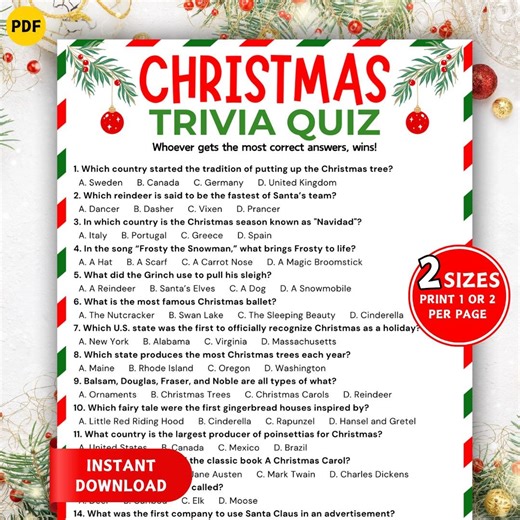 Christmas Trivia Game, Printable Xmas Trivia Quiz, Fun Christmas Games, Christmas Office Party Games, Winter Family Game, Holiday Trivia - Etsy New Zealand
