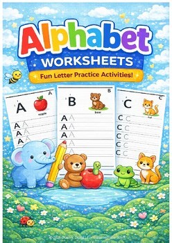 Alphabet Writing Worksheets – Uppercase Letters | Sticker Style | 26 Pages