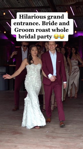 Bride and Groom roast entire bridal party for Grand Entrance 😂😭 #orangecountyweddings#orangecountyweddingvideographer##temeculaweddingvideographer#sandiegoweddingvideographer#losangelesweddingvideographer#pasorobleswedding#gracemaralynestatewedding#newportbeachweddingvideographer