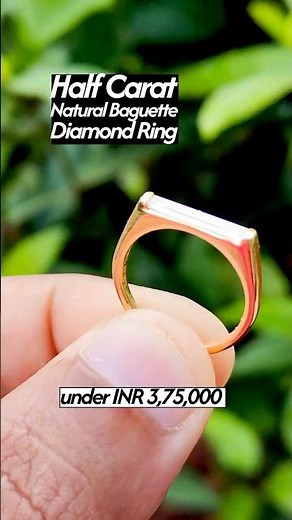 Half Carat Natural Baguette Diamond Ring | East-West Solitaire Design