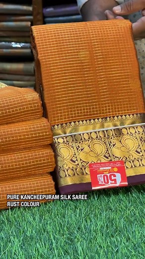 7.4K views · 76 reactions | Trending Rust Pure Kancheepuram Silk Saree at Offer Prices. Whatsapp:- 8778809789 / 8248102807 Address:- 34, Thillai Nagar, 2nd Cross, Ponnamapet, Salem - 636001 #srikumaransilkssalem | Sri Kumaran Silks Salem | Facebook