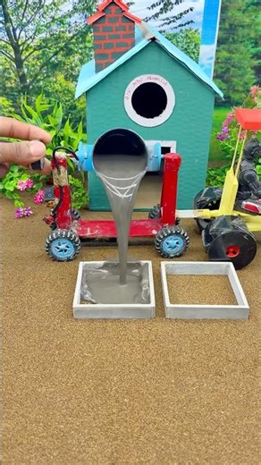 Mini Construction Two Building Base Pillar Making 🧱 | Cement Pouring Work 🚜 #shorts #youtubeshorts