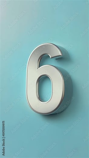 sophisticated and minimalist 4K animated cartoon transition featuring the number six moving across beautiful soft gradient background perfect for high quality educational videos and elegant creative