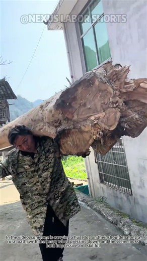 Easy manual way to carry huge logs in rural areas!