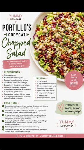 The famous Portillo’s chopped salad… made at home 🥗