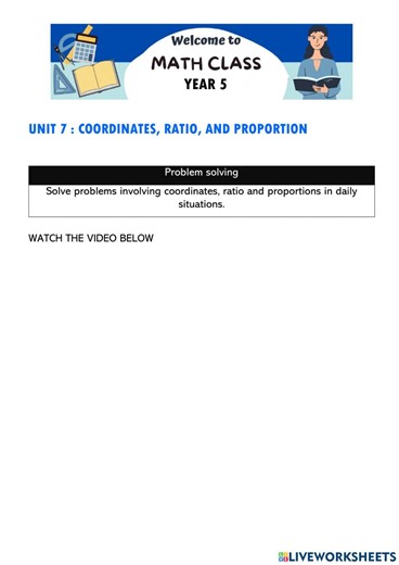 Coordinates, ratio, and proportion worksheet