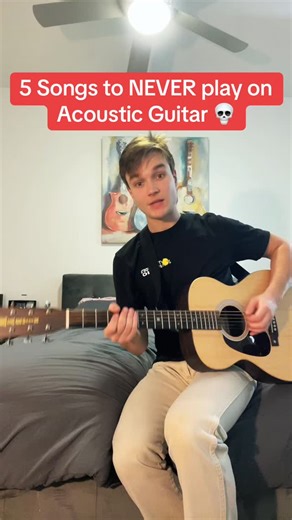 Dave - Beginner Guitar Teacher on Instagram: "5 Songs to Never Play on Acoustic Guitar 💀 #guitar #guitartok #musiciansoftiktok #fyp #foryou"