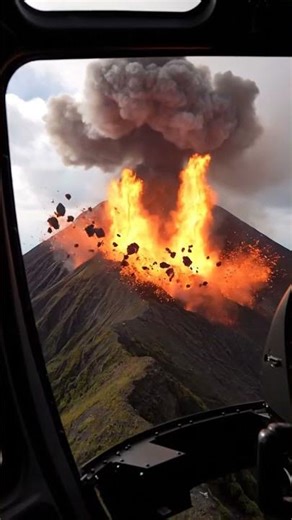 Helicopter POV of Volcano Eruption | Volcano Vision 4K #VolcanoVision #VolcanoEruption #LavaExplosio