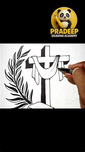 Jesus Cross Drawing ✝️ Easy Christian Art | Crown of Thorns Drawing #shorts