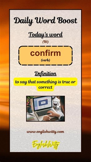 💬 What does "confirm” mean in English❓#englishvocabulary #english #englishshorts #shorts #esl