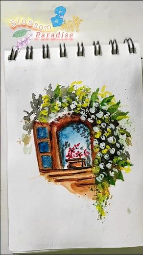 easy window 🪟 scene painting 🖌️ #landscapepainting #fyp #viral