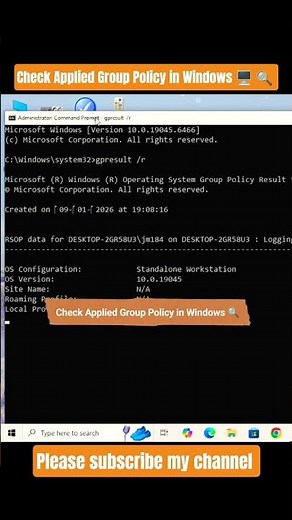 Windows Troubleshooting Made Easy with gpresult /r #TechShorts #CMD