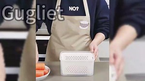 4 in 1 Food Storage Container, Household Transparent Plastic Food Storage Box-Including Drain Basket, Multipurpose Large Fruit Containers for Fridge with Removable Colander and Lids (Blue,M+L)