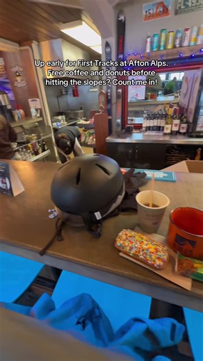 Up early for First Tracks at Afton Alps. Free coffee and donuts before hitting the slopes? Count me in! It was a great day with flurries adding just enough to the base. No lift lines either! @Afton Alps