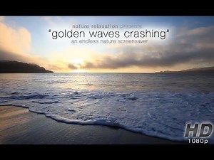 "Golden Waves Crashing at Sunset" Endless Looping Nature Video1080p