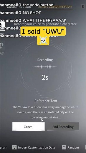I said "UWU" in "Where the winds meet character" creation