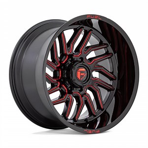 Fuel Off-Road D80820008947 Fuel Off-Road Hurricane D808 Gloss Black Milled Wheels with Red Accents | Summit Racing