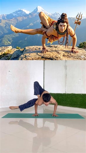 Shiva-Inspired Advanced Arm Balance 🔱 | Extreme Strength & Flexibility Yoga #trendingshorts #viral