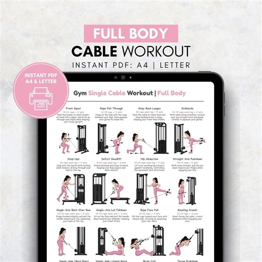 Full Body Single Cable Workout for Women Printable Poster | Women’s Gym Exercise Chart | Gym Cable Machine Routine | Fitness Home Gym Art - Etsy UK