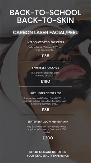 I don’t normally do this… but this September I’ve launched more Carbon Facial offers than ever before — and they’re already booking fast! #C#CarbonLaserFacialL#LaserFacialC#CarbonFacialG#GlassSkinC#ClearSkinJourney