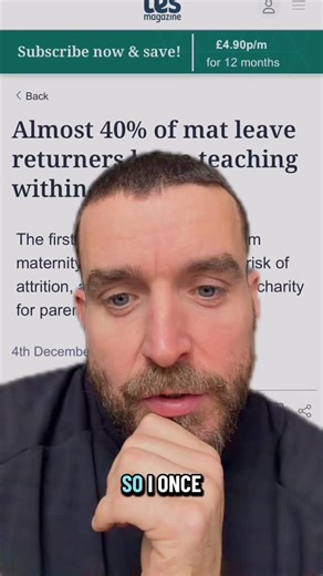 Lee Parkinson MBE (Mr P) on Instagram: "The MTPT Project @mtptproject has released new data… Nearly 40% of teachers returning from maternity leave leave the profession within four years. Around 1 in 5 leave in the first year back. And it’s not because they’re not committed. It’s because the system isn’t designed to let you be both a present parent and a present teacher. We’re losing brilliant teachers, amazing mums, future leaders, and the heart of so many school communities. And at a time when 