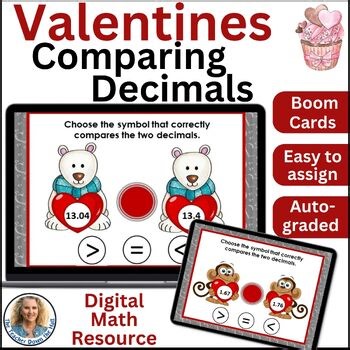 Valentines Day Comparing Decimals Boom Cards Valentines Digital Math Resource