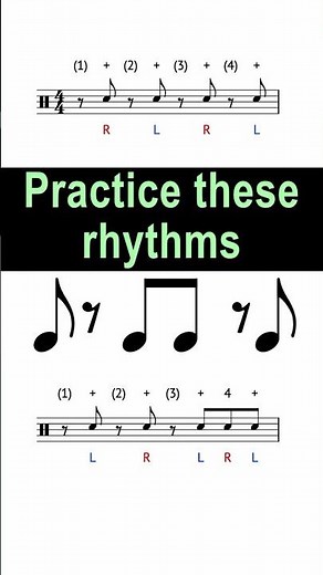 8th note, 8th rest rhythm exercise @ 90 bpm #rhythmpractice #drumlesson