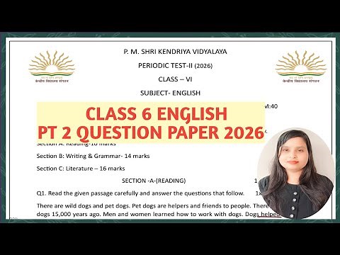KV Class 6 English PT-2 Question Paper 2026 | Model Paper with Answer Key