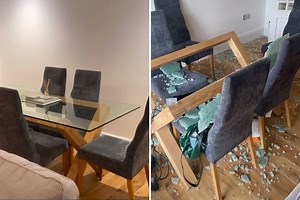 Woman sparks fears after her glass dining table EXPLODED in the night