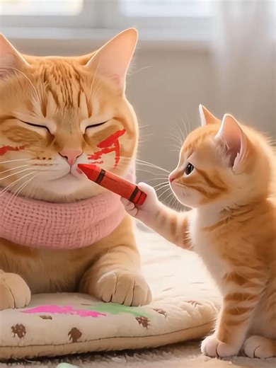 Tiger-Hat Kitten's Crayon Chaos: A Cute DIY Adventure