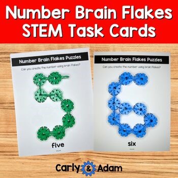 Number Brain Flakes STEM Task Cards 1-10 Puzzles Preschool and Kindergarten