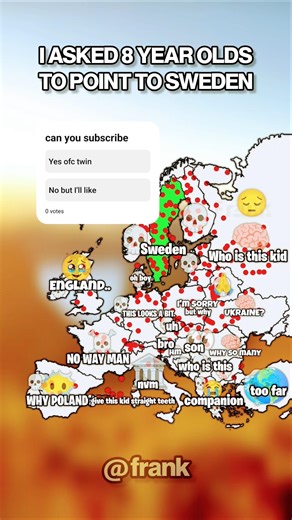 POV: I ASKED 8 YEAR OLDS TO POINT TO SWEDEN 🇸🇪🇺🇸 #mapping #geography #shorts #countryballs #maps