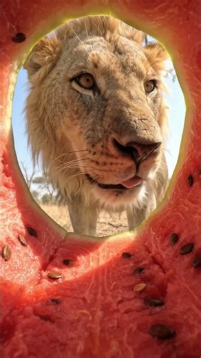 🦁🍉 Lion Finds a Hidden Camera Inside a Watermelon! 😱