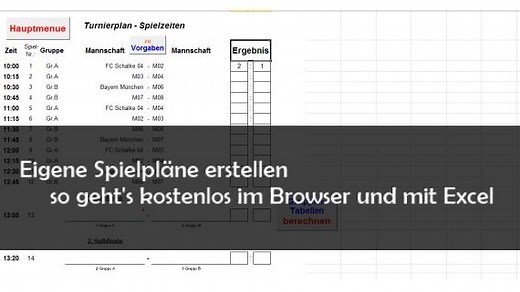Spielpläne erstellen: Online & Vorlagen für Excel