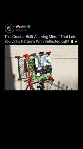 Wealth on Instagram: "This living mirror is built from a modular array of individually steerable mirror tiles, each precisely redirecting light in real time. 🔦🪞 Instead of a single reflective surface, the mirror is broken into many small mechanical elements that can tilt and rotate independently. By adjusting each tile’s angle, light itself becomes something you can shape, split, and guide with precision. The patterns aren’t projected or simulated. They’re formed by physically redirecting real