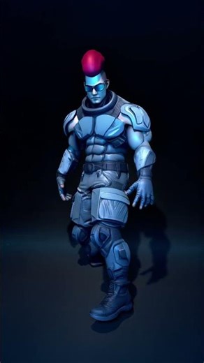 Cybernetic Male Character with Futuristic Armor