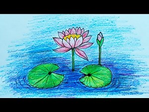 How to draw a water Lily step by step | Water Lily drawing and coloring for beginners very easy |