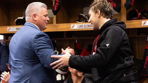 Keefe's speech vs MIN, awards Gritsyuk's 1st goal puck