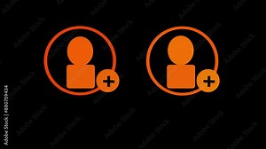 New account create icon, invention simple design add concept animation. People icon animated line on background with orange color on a black background.