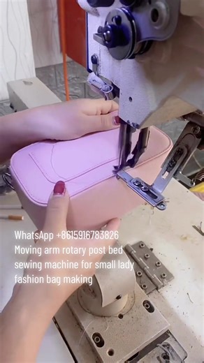 Lady Fashion Bag Stitching with Post Bed Sewing Machine