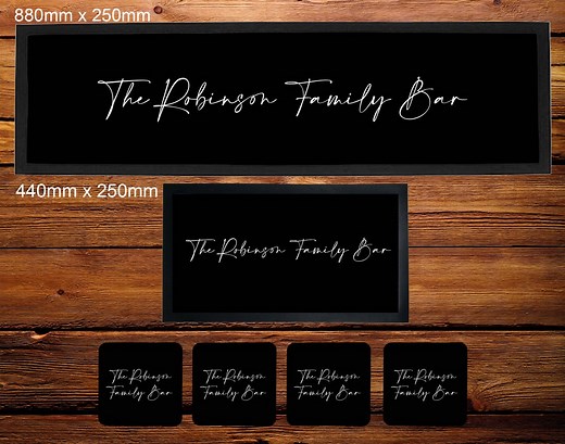 Personalised Bar Runner/bar Mat/beer Mat Barware for Man Cave or Home Bar, Ideal Gift for Him/her Fathers Day, Valentines - Etsy UK