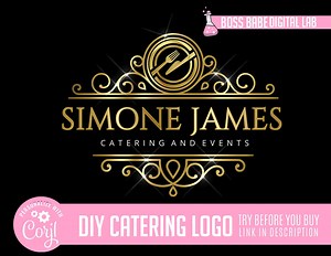 DIY Edit Yourself Catering Logo Event Planner Logo Events Logo Design Catering Business Branding Caterer Logo Watermark - Etsy