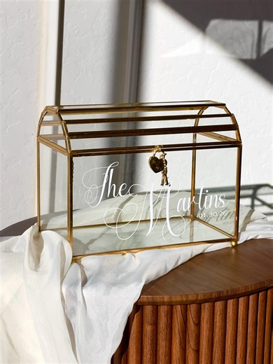 Gold and Glass Wedding Card Box for Gift Table, Personalized - Etsy