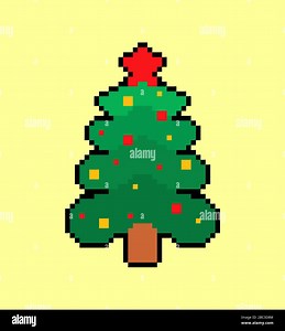 Christmas tree pixel art. Spruce 8 bit. Xmas Pixelate vector illustration Stock Vector Image & Art - Alamy