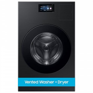 Check The Home Depot's Q&A Before Buying: Samsung 5.3 cu. ft. Bespoke Ultra Capacity Vented All-in-One Washer Dryer Combo with Electric Dryer and AI Home in Brushed Black