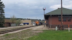 This old train station sits vacant along the old Milwaukee Road tracks in downtown Iron Mountain, MI with an old railway semaphore signal still in position above the building. This city maintains a "NO TRAIN HORN ZONE" as to why you won't hear them blow their horns in town. | Escanaba & Lake Superior Railroad w/ Jason Asselin