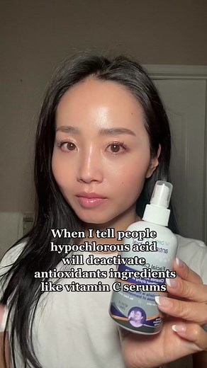 I use hypochlorous acid daily, but I always make sure to wait for 15min before I use any antioxidant products🫶❤️ #hypochlorousacid #skinsmart #antibacterial #antiseptic #skincare #skincaretip